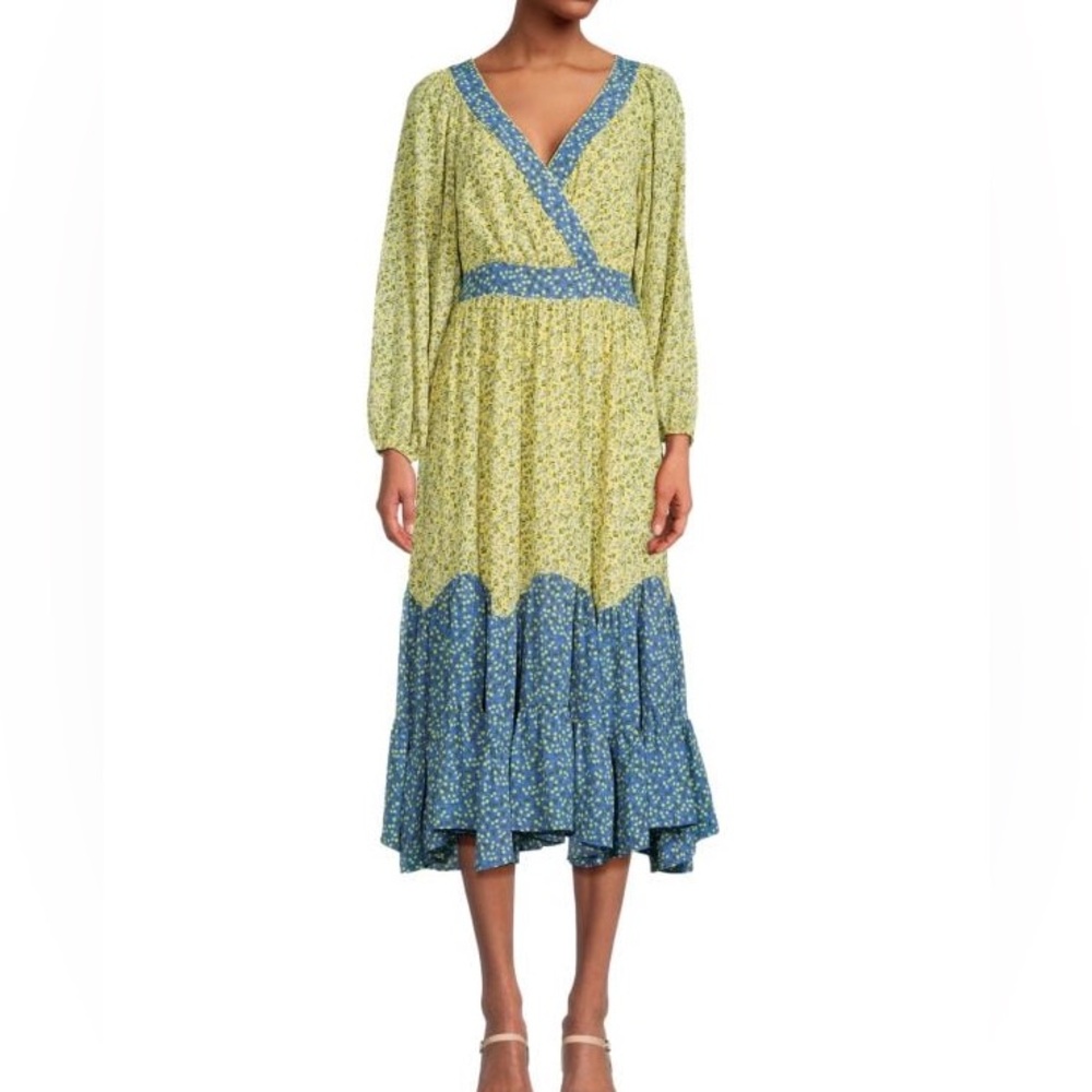 Floral Print Surplice Neckline Dress
